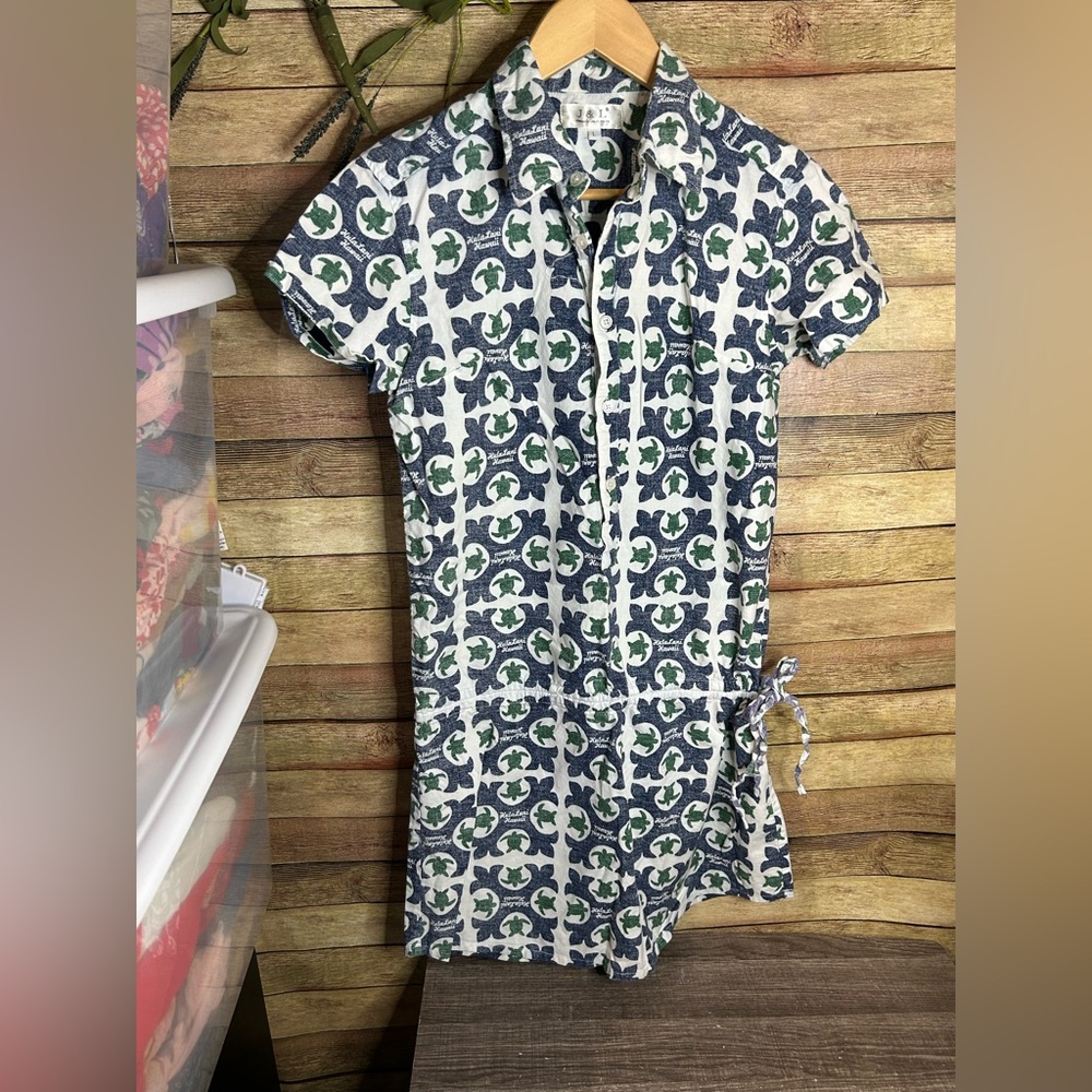 Hawaiian Turtle Short Sleeve Shirt Dress Women’s Size Large